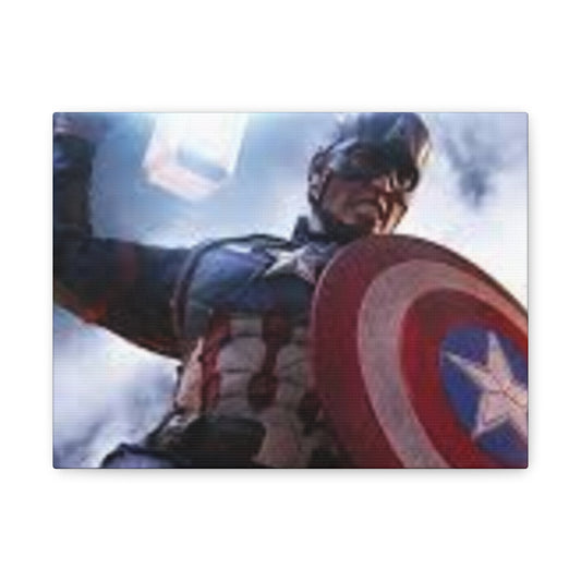 Superhero Wall Art, Matte Canvas Print, Stretched Framed Artwork, Captain America Decor, Gift for Fans, Kids Room, Home Decor Printify