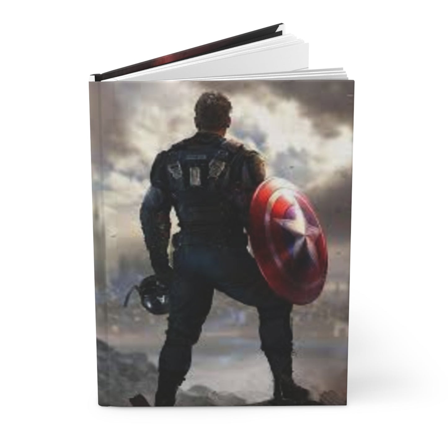 Captain's Shield Hardcover Journal - Superhero Notepad, Gift for Fans, Sketchbook, Writing Journal, Unique Stationery Printify