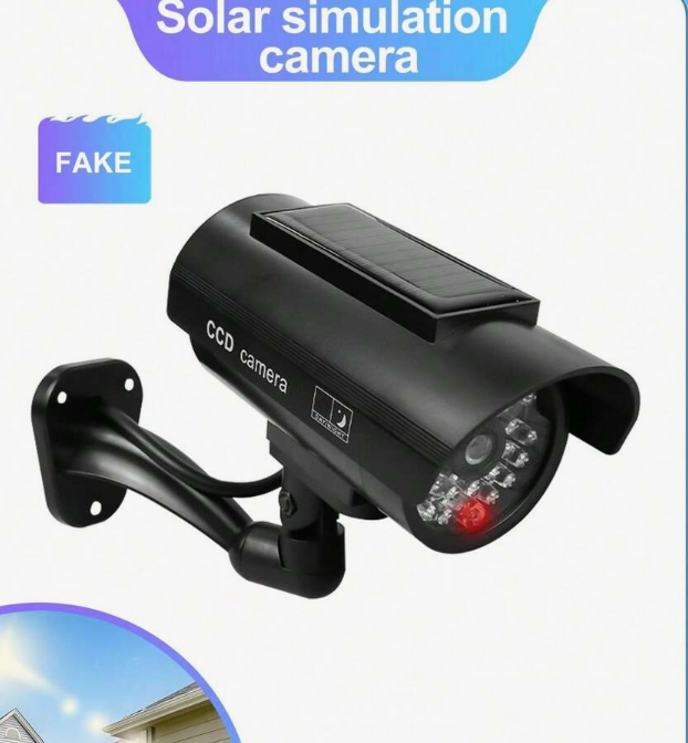 1pc Solar Powered Dummy Security Camera, Anti-Theft & Anti-Burglar, Slightly Waterproof, Red LED Light Blinking, Eversky