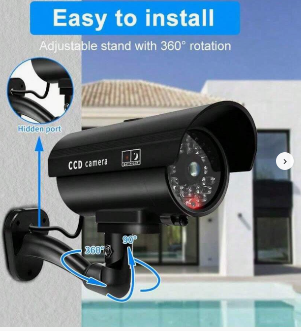 1pc Solar Powered Dummy Security Camera, Anti-Theft & Anti-Burglar, Slightly Waterproof, Red LED Light Blinking, Eversky