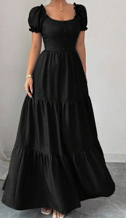 Elenzga Women's Elegant Long Dress With Unique Collar Eversky Store