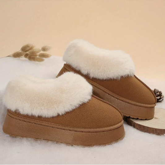Women Slippers Winter - Thick Flat Suede Shearling Shoes: Warm & Comfy Snow Shoes With Thick Soles, Short Boots Casual For Women Winter Boots Boots For Women Fluffy Boots Eversky Store