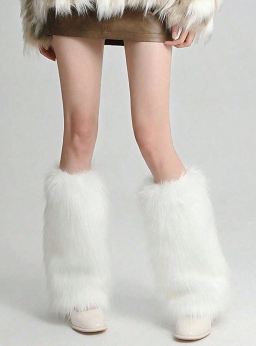 1/2pairs Women Y2K Fur Leg Warmers Soft Furry Leg Warmers Women Winter Fluffy Boot Cuffs Covers Halloween Santa Costume Autumn Accessories Eversky Store