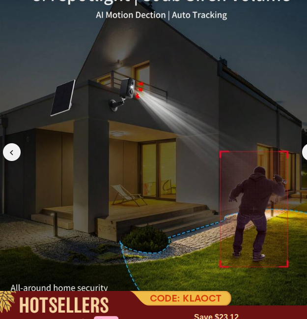 Solar-Powered IP65 Waterproof Security Camera, 3K High-Definition Outdoor/Indoor Wireless Camera, With Eversky