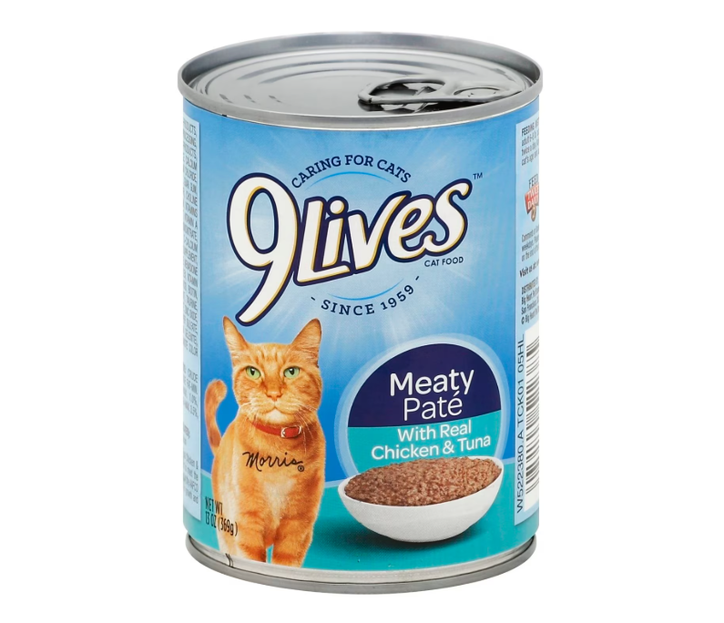 9 Lives Meaty Pate Wet Cat Food with Real Chicken and Tuna, 13-oz. Eversky Store