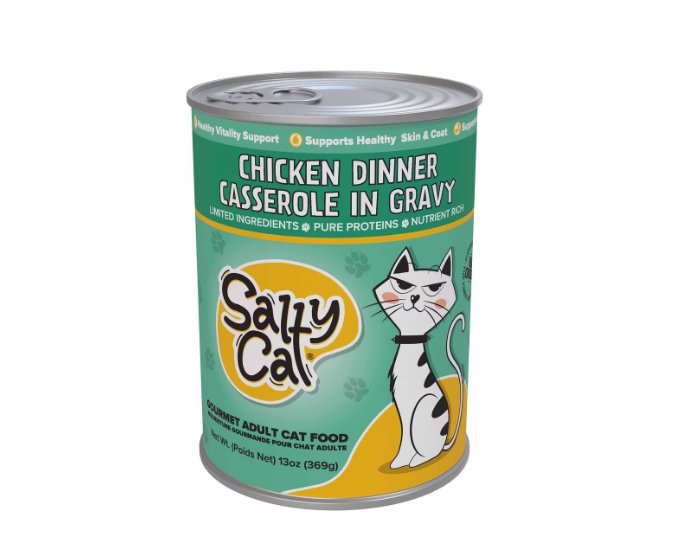 Salty Cat Chicken Dinner Casserole in Gravy Adult Wet Cat Food, 13-oz. Can Eversky Store