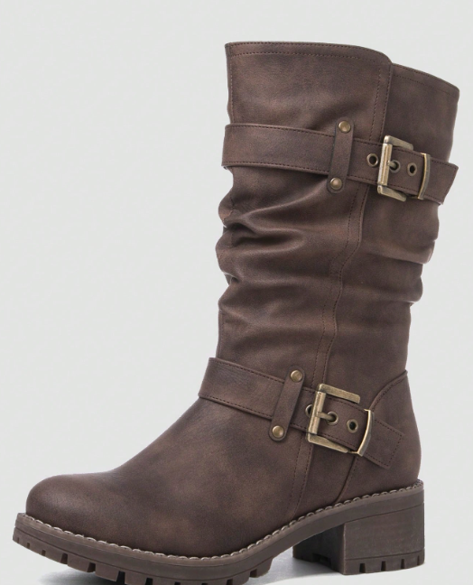 GLOBALWIN Women's Mid Calf Dress Boots Biker Motorcycle Riding Boots Women For Women Fall Boots Halloween Season Eversky Store