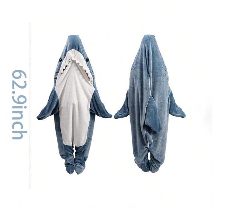 62.9 Inches Randomly Shipped In Blue Or Pink, The Wearable Shark Blanket Is Versatile Eversky Store
