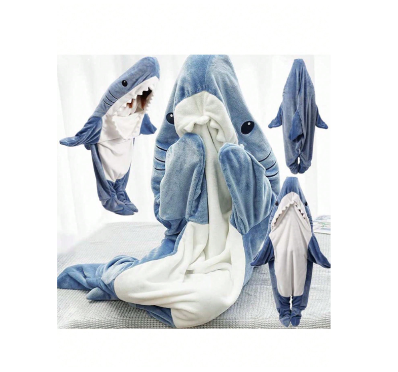 62.9 Inches Randomly Shipped In Blue Or Pink, The Wearable Shark Blanket Is Versatile Eversky Store